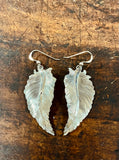 Solid Silver Engraved Feather Earrings